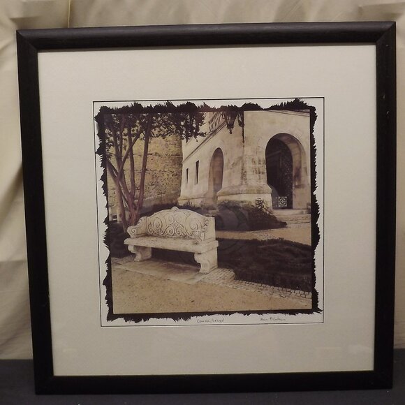Pier One Alan Blaustein Benches Coimbra Portugal Vintage Wood Frame Artwork - Picture 1 of 8